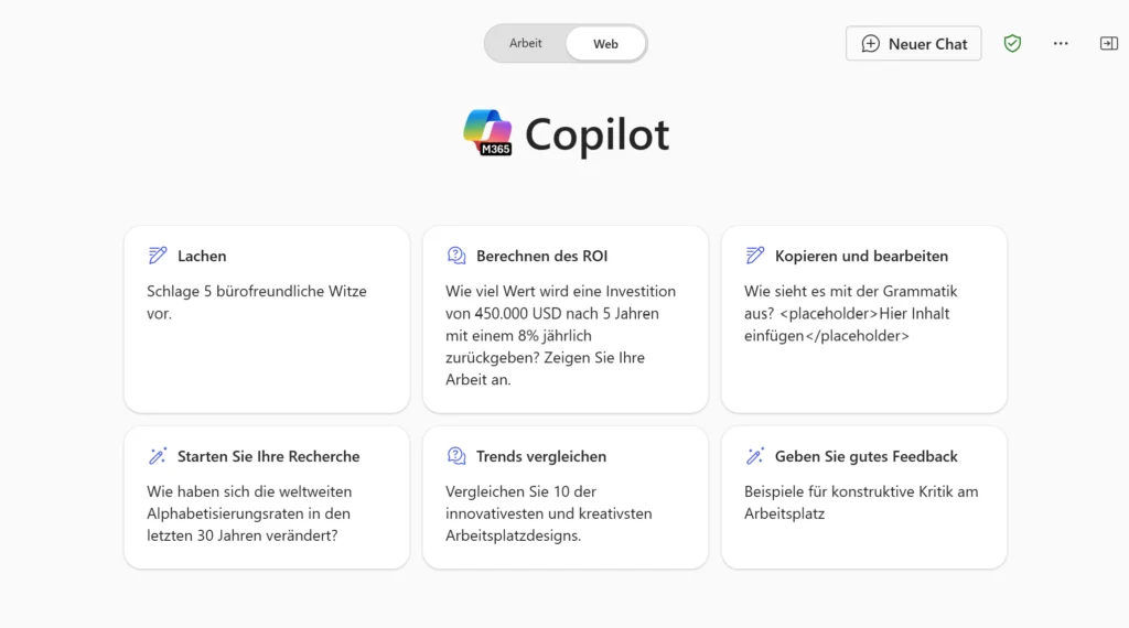 Copilot Web und Copilot Arbeit