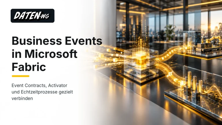 Business Events in Microsoft Fabric – Daten-WG-Titelbild mit Event-Hub-Motiv